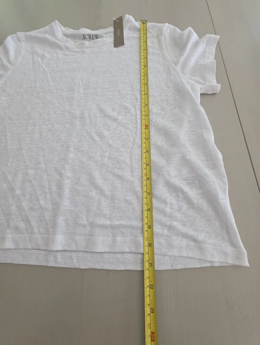 J.Crew Classic Crewneck White Women's New relaxed linen T-shirt Sz S $50